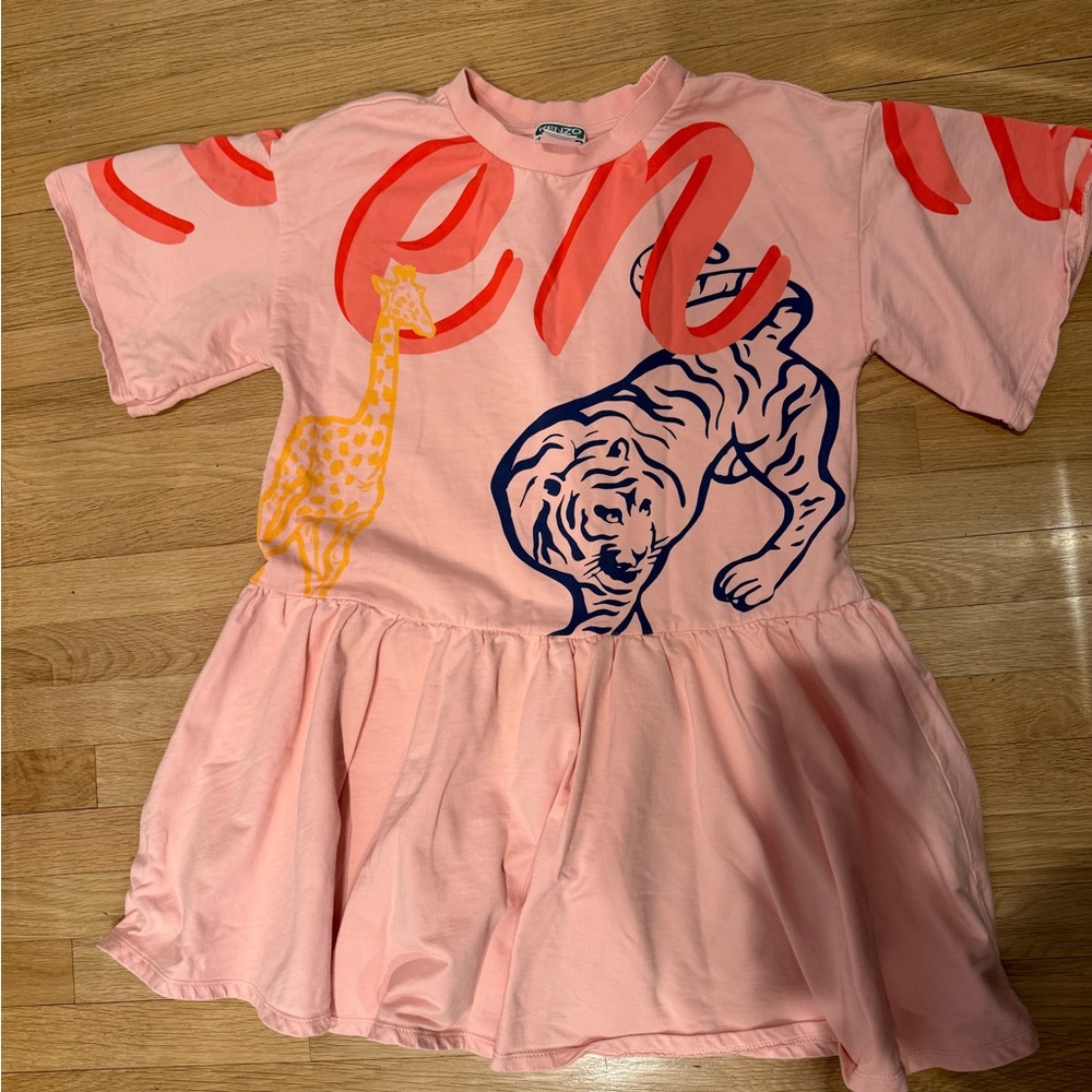 Kenzo Kids Girls Dress - Multi Iconic T-Shirt Dress in Pink- Size 14